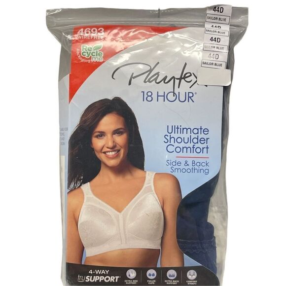 Playtex Women's Blue 18 Hour Ultimate Shoulder Comfort Bra Size 44D NWT - Picture 4 of 7